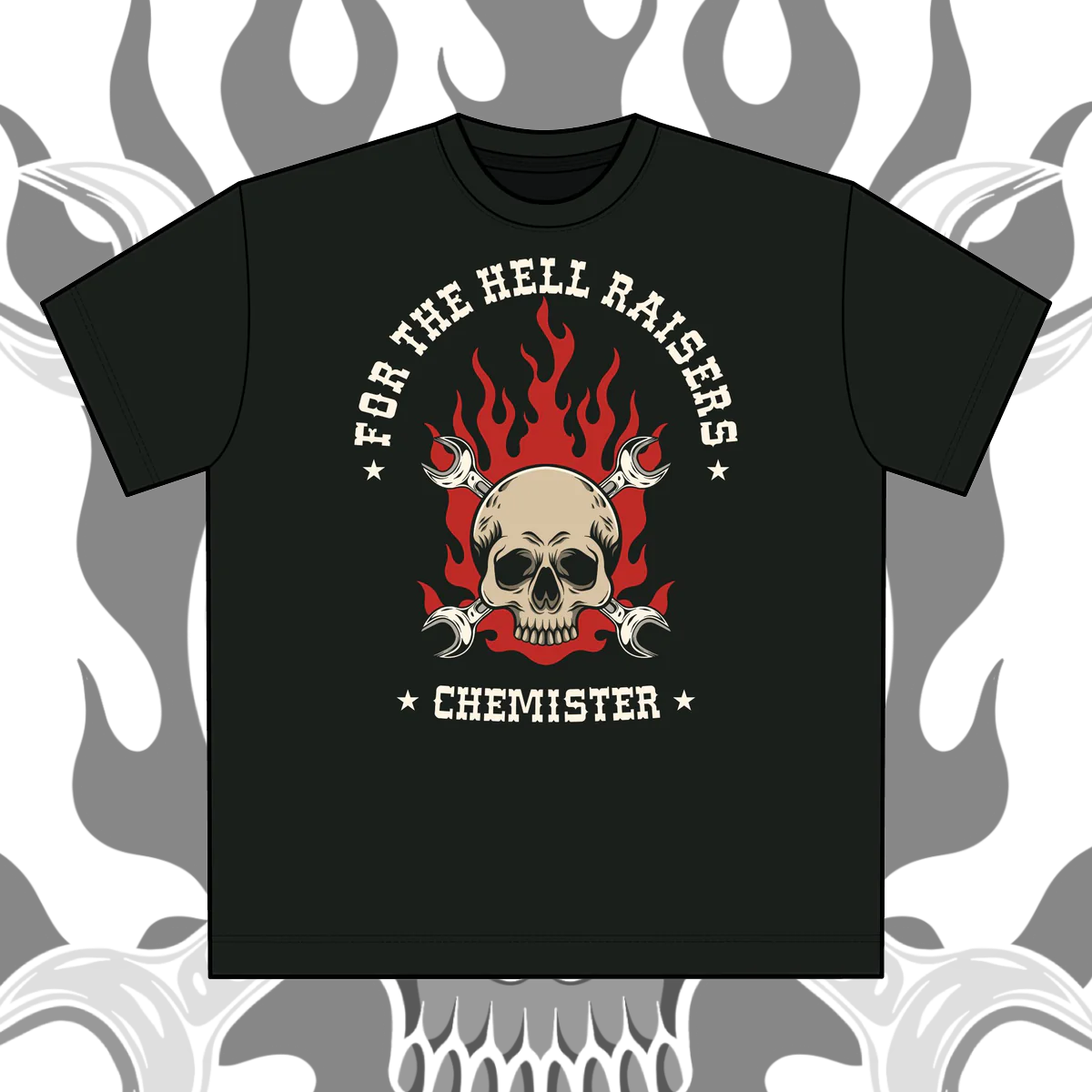 Chemister Skull on Fire T-Shirt (extra heavy)